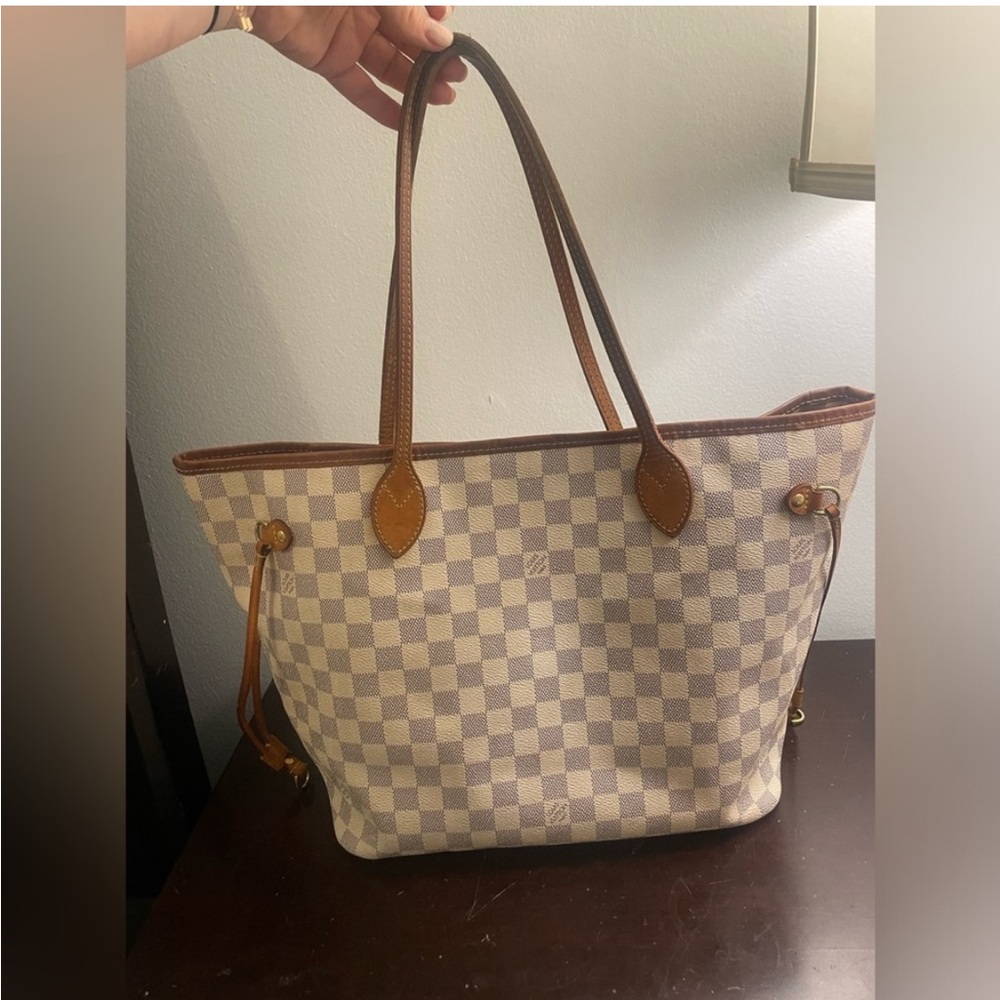 Louis Vuitton Damier Azur Tote with Brown Accents
